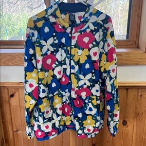 Colorful Floral Fleece Nursing/Scrub Jacket - Blue, Yellow, Pink, White